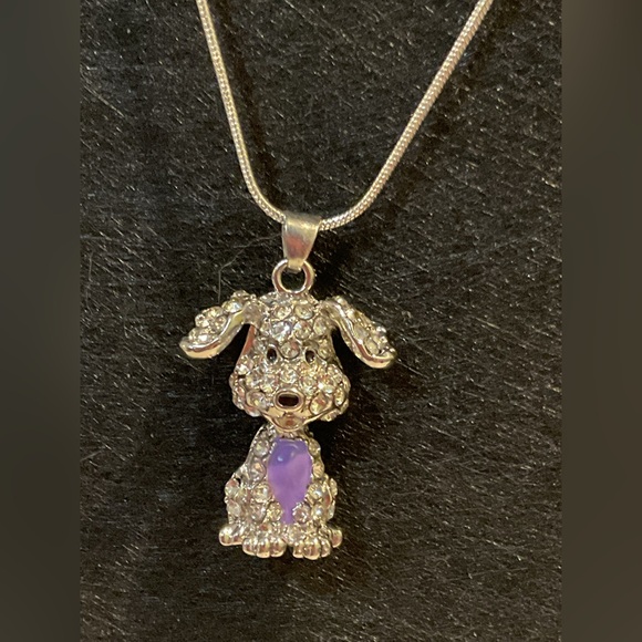 Silver and Purple Dog Pendant Necklace - Picture 9 of 12